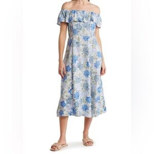 Lucky brand floral ruffle off the shoulder dress